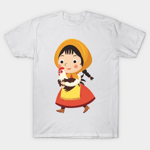 young girl icon traditional dress sketch cartoon design T-Shirt by erika design